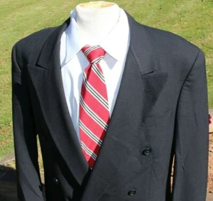 CHRISTIAN DIOR Monsieur Vintage Double Breasted Black Wool Blazer Men's 42 R - Picture 1 of 12