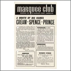 Eric Clapton Cream 1967 Marquee Club Promotional Handbill (UK) - Afbeelding 1 van 2