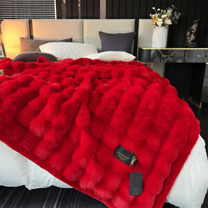 Quilt Faux Fur Modern Art Blanket Wedding Blanket Warm Blanket Thick Bed Cover