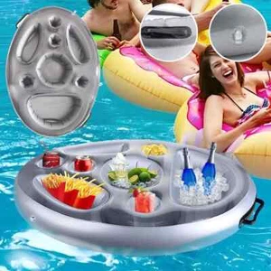 8 Holes Inflatable Swimming Pool Floating Tray Beer Drink Cup Holder Beach Party - Picture 1 of 15