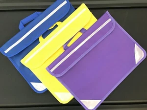 MALPAC DUO - Jungen Mädchen Kinder Schulbuch Tasche Reflektoren blau lila gelb - Bild 1 von 7