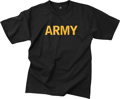 Black ARMY Workout PT T-Shirt Physical Training APFU Gym Tactical Military Tee - Image 1 of 2