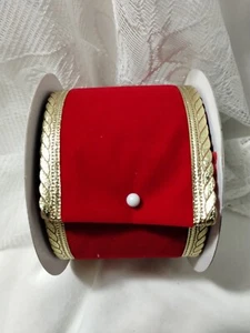 10 yd Wellesley faux RED VELVET GOLD TRIM RIBBON WIRED Christmas DIY 2.5" NEW - Picture 1 of 2