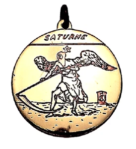 Saturn Amulett des Paracelsus Messing Kupfer Talisman  25 mm Erfolg Kraft Stärke - Bild 1 von 2