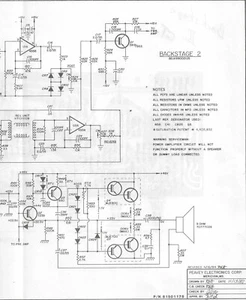 PEAVEY ELECTRONICS CORP. Schematic Backstage 2 Guitar Amp 1980-84 USA - Picture 1 of 2