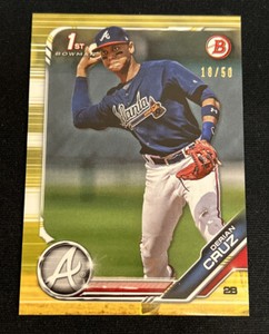 2019 Bowman 1st Prospects Gold Parallel 18/50 Derian Cruz #BP-11 Atlanta Braves
