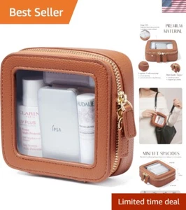 Mini Chic Transparent Makeup Organizer - Durable Brown Travel Toiletry Bag - Picture 1 of 9