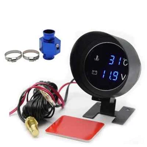 2 IN1 Water Temperature Gauge Digital Led Voltmeter Water Temp Joint Pipe Sensor - Picture 1 of 41