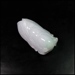 【KATHY JADE】Icy Emerald With Light Lavender Cicada Jadeite Jade Pendant《Grade A》 - Picture 1 of 4