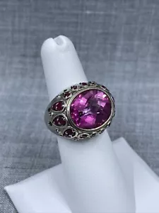 STS Chuck Clemency Cushion Lab-Created Ruby Diamond Sterling .925 Ring Size 6 - Picture 1 of 10