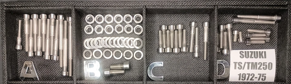 Juego de tornillos de pernos de motor de acero inoxidable pulido Suzuki TS250 TM250 1972-1975 Foto 1 de 3