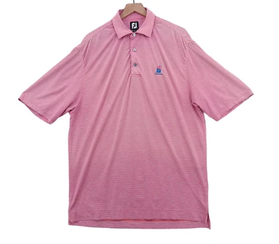 Camisa Polo Footjoy Para Hombres XL Alta (Etiqueta L) Rosa Rayas Barrancos Club de Golf *LEER POR FAVOR Foto 1 de 4