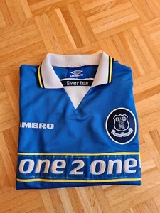 FC Everton 1998/99 Vintage Heimtrikot mit Ferguson Flock M - Foto 1 di 5
