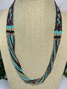 Colourful Vintage Handmade Multi Strand Bead Native American Style Necklace 1510 - Picture 1 of 10