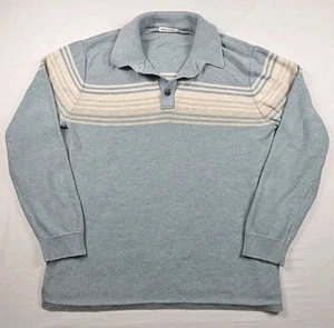 Marine Layer Mens Elias Sweater Polo Medium Blue Wool Blend Pullover  - Picture 1 of 6