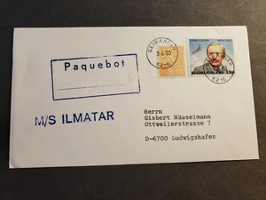 Buque de carga M/S ILMATAR cubierta naval 1980 PAQUEBOT Cachet Geiranger, Finlandia - Imagen 1 de 2