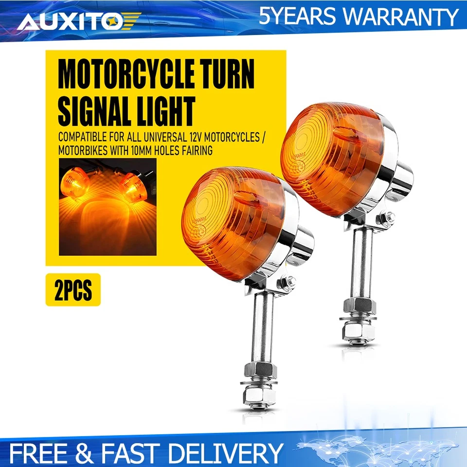 2X Luz de señal de giro ámbar para motocicletas universales motocicletas con orificios de 10 mm Foto 1 de 4