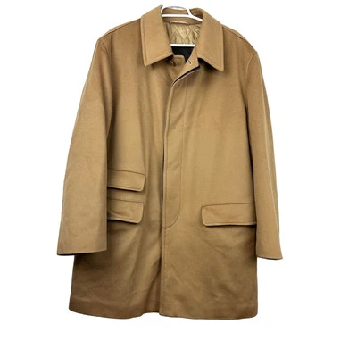 Abrigo de lana Brioni tostado con detalles de cuero XXL Foto 1 de 4
