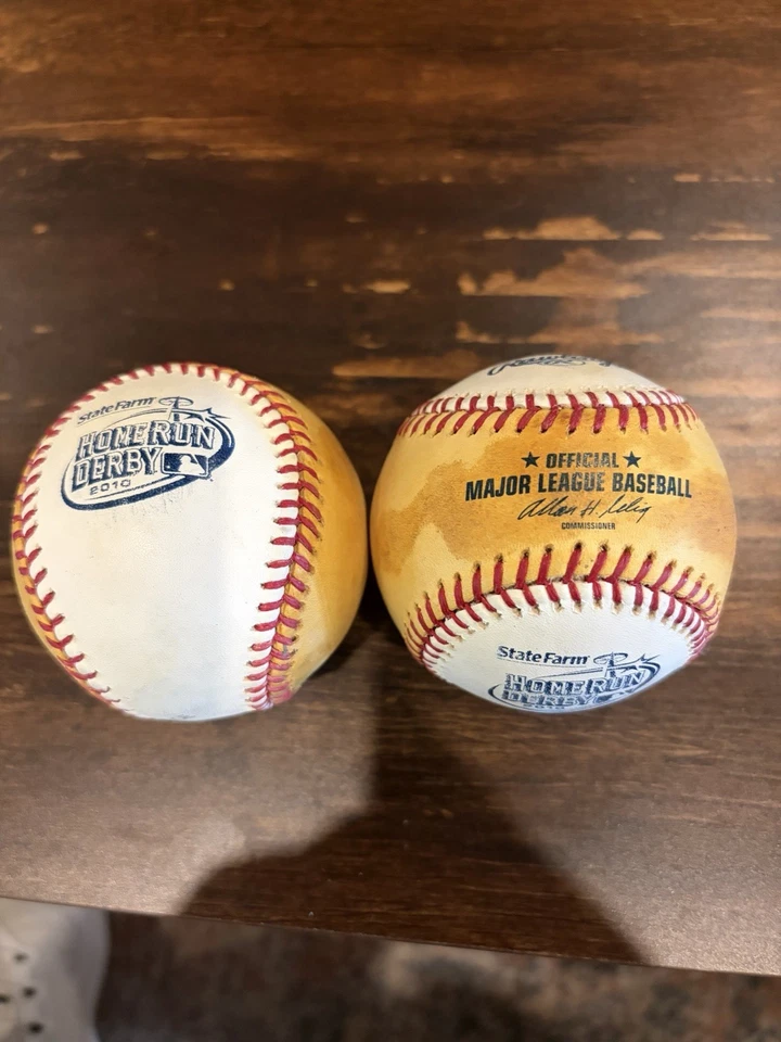 2010 Home Run Derby State Farm Rawlings recuerdo béisbol 2 de ellos algunas manchas Foto 1 de 4
