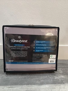 Beautyrest 600 TC Cooling Cotton Blend Solid Sheet 16 Inch Deep Pocket 4 Piece - Picture 1 of 2