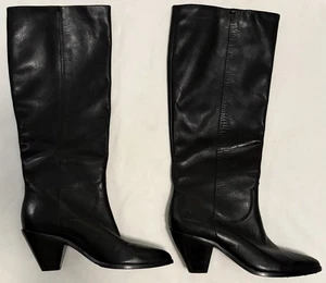 "Botas Frye de cuero negras hasta la rodilla talla 7M 17"" de alto" - Imagen 1 de 8