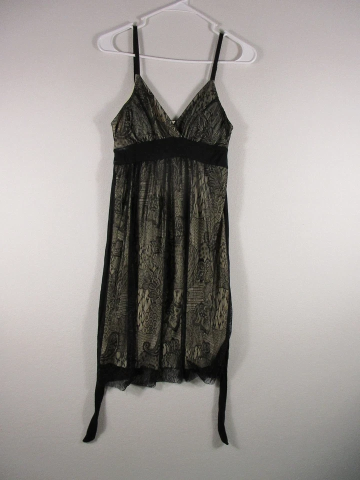 Vestido polar de encaje ajustable Forever 21 para mujer cuello en V sin mangas talla M negro Foto 1 de 4