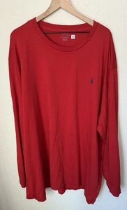 Polo Ralph Lauren Herren 4XT Rot Baumwolle Langarm T-Shirt Navy Pony Rundhals - Bild 1 von 8