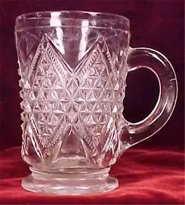 Diamond Band Mug Clear Glass Unknown Maker Antique - Picture 1 of 5