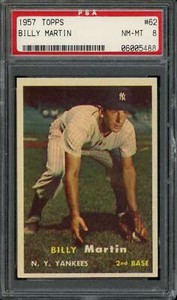 1957 Topps #62 Billy Martin Yankees PSA 8 NM-MT 