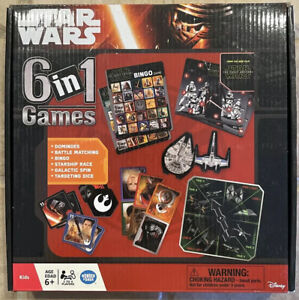 NEW Disney Star Wars 6 In 1 Games : Dominoes Bingo Dice Matching Spin Race FUN!