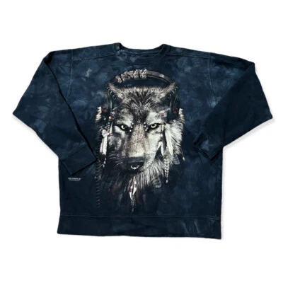 Sudadera Pullover Estampado Lobo The Mountain Manimals Azul Tie Dye Talla Grande Foto 1 de 4