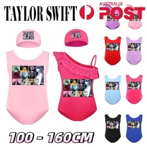 Kids Taylor Swift Swimwear Swimsuit Swimming Costume One Piece Bikini Hat Cap AU - Picture 1 of 23