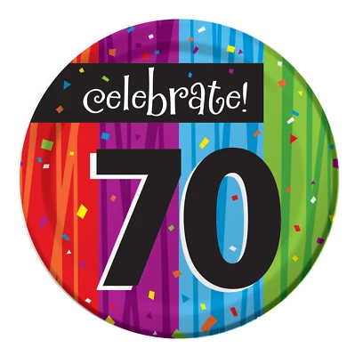 70th Birthday Dessert Plates 8 ct Party Favor Party Decoration Supply - Image 1 of 2