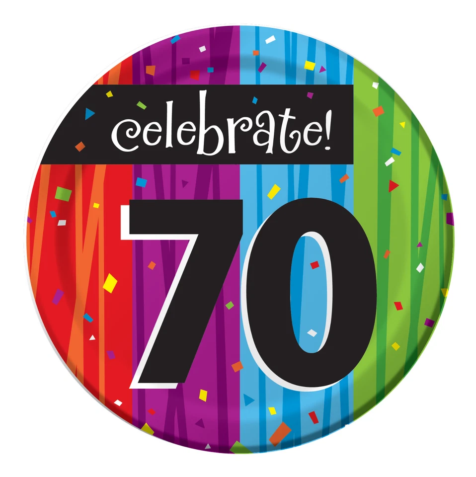 70th Birthday Dessert Plates 8 ct Party Favor Party Decoration Supply - Image 1 of 2