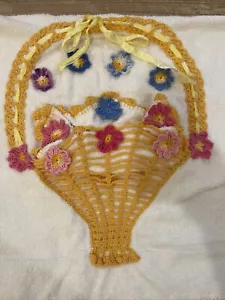 Cannon Vintage Boho Crochet Flower Basket Bath Towel 41 in 21 in - Picture 1 of 2