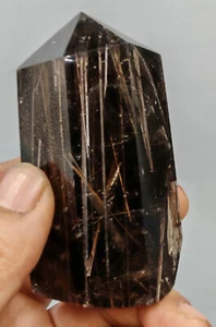 192g Boutique NATURAL PRETTY GOLDEN HAIR Rutilated QUARTZ CRYSTAL POINT HEALING - Picture 1 of 21