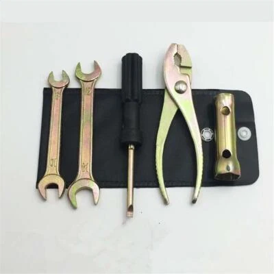 5PCS Motorcycle Tool Kit Pliers Wrench Spark Plug Remover With Storage Pocket - Image 1 of 4