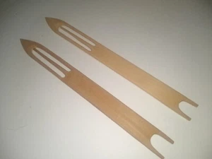Lot of 2 WOOD Fishing Net Needles Shuttles 8"x.75" NOS VTG Unused Bellingham WA - Picture 1 of 3