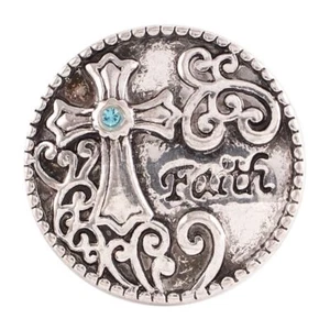 Dije de joyería a presión cruz de plata fe 18-20 mm intercambiable con broche de jengibre - Imagen 1 de 4