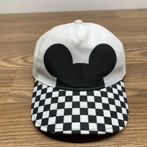 DISNEY VANS Hat Limited Checkerboard Mickey Mouse Strapback Black White USED - Picture 1 of 9