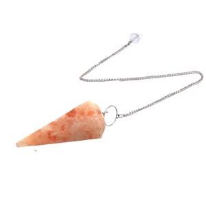 Bulk 5 Pcs Natural Sunstone Gemstone Dowsing Pendulums - Picture 1 of 8