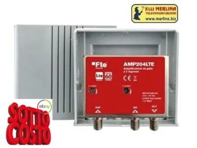 FTE MAXIMAL AMP204LTE AMPLIFICATORE ANTENNA VHF/UHF 26/28DB 112dbyV CONNETTORI F - Immagine 1 di 2