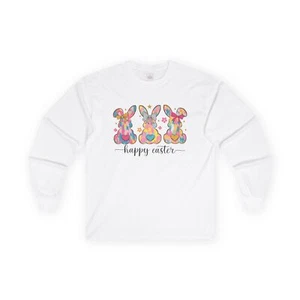 Easter Bunny Long Sleeve Tee - Cute, Spring Fashion, Holiday Gift, Family - Picture 1 of 13