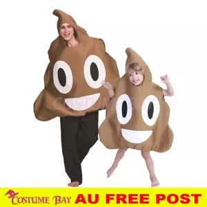 Poo Emoji Bodysuit Costume Halloween Outfit Adults Kids Emoji Themed Dress Up AU - Picture 1 of 19