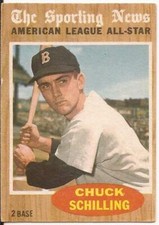 1962 Topps SEMI-HIGH # 467 - CHUCK SCHILLING - ALL STAR - BOSTON RED SOX - EXMT