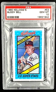 1980 Kellogg's 3D #53 Buddy Bell Texas PSA 10 Gem Mint POP 22 *PSA 10 Set Break* - Picture 1 of 11