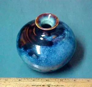 Vintage Signed Drip Glaze Pottery Head Vase Flat Earth Ware Brown Neck Medium !! - Picture 1 of 4