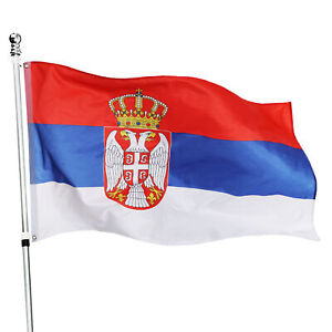 SERBIA FLAG 5X3FT LARGE POLYESTER SERBIAN FLAG INDOOR OUTDOOR DECORATION