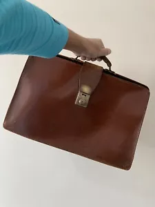 Large Vintage Leather Morreys Briefcase Made In England Document Bag Drs Case - Picture 1 of 10