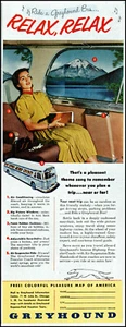 Autobús Greyhound 1954 mujer relajante montar lago MTN foto vintage impresión anuncio L50 - Imagen 1 de 1